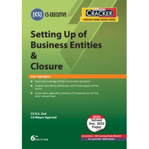 Taxmann's Cracker on Setting Up of Business Entities & Closure (SUBEC) for CS Executive June 2023 Exam [New Syllabus] by CS. N. S. Zad, CS. Mayur Agarwal